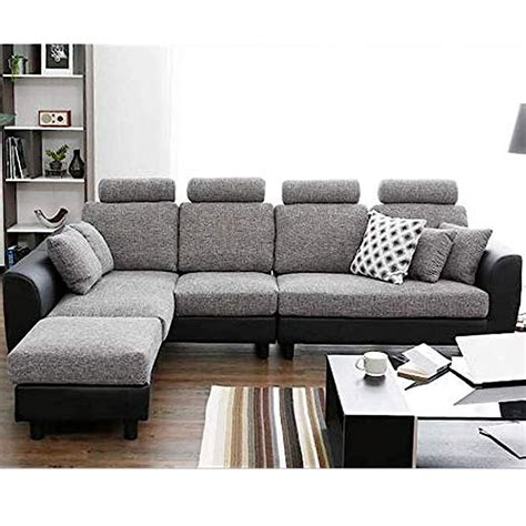 FURNY Winchester Fabric Leatherette 6 Seater Sectional