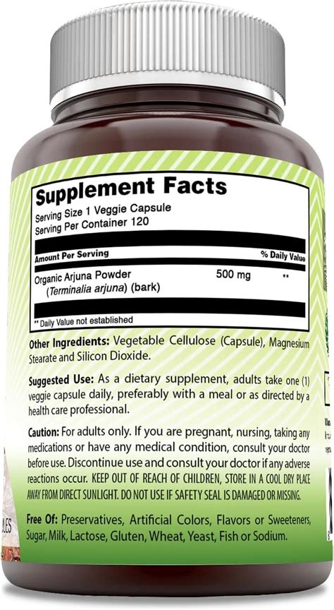 Amazing India Arjuna Mg Veggie Capsules Natural Arjuna Supplement