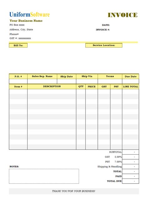 Singapore Gst Invoice Template Sales