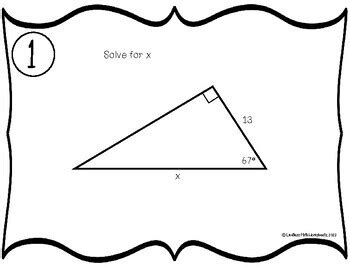 Right Triangle Trig Ratios Soh Cah Toa Task Cards Printable Activity