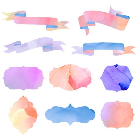 Watercolor Ribbons And Banners Set 666550 Vector Art At Vecteezy