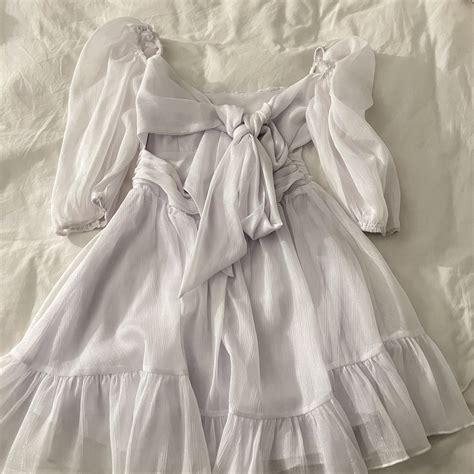 🏷️ Lucy In The Sky White Dress W Puffy Sleeves Depop