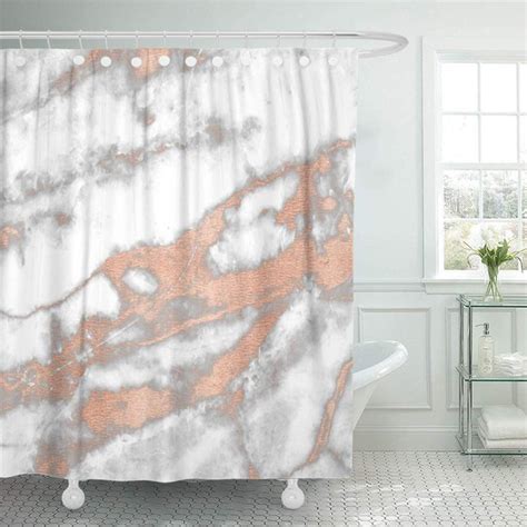 Cynlon Glam Rose Pink Gold Marble Gray Copper Sparkly White Bathroom