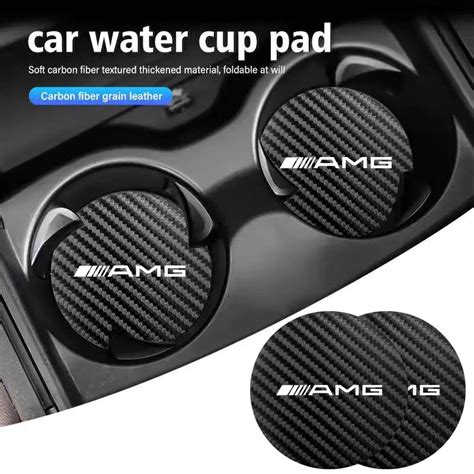 Pcs Car Anti Noise Coaster Mat Carbon Leather Water Cup Pad For