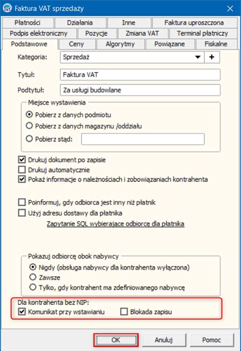 Subiekt Gt Jak Ustawi Zachowanie Programu Podczas Pr By Wystawienia