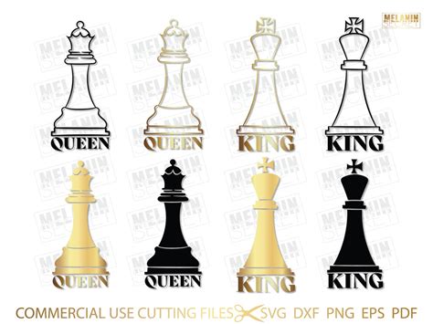 Queen And King Chess Pieces Svg Queen Svg King Svg Black Queen Svg