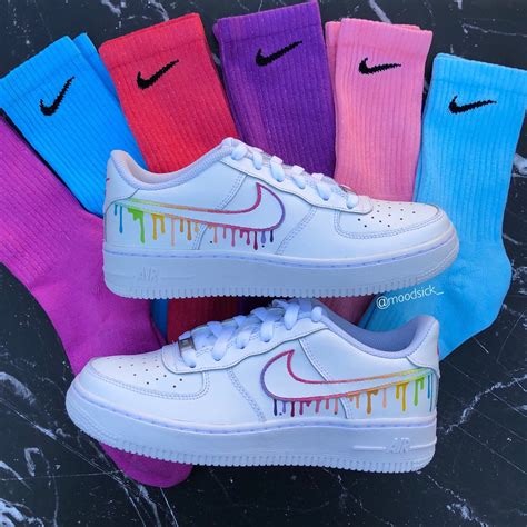 Nike Air Force Custom Sneakers Hand Painted Rainbow Etsy