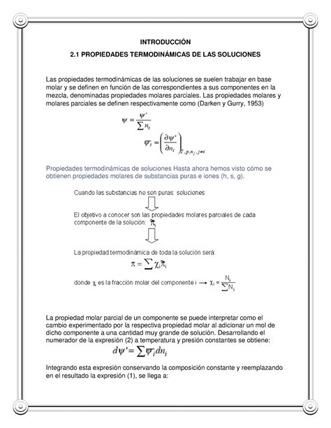 Propiedades Termodin Micas De Las Soluciones Introducci N