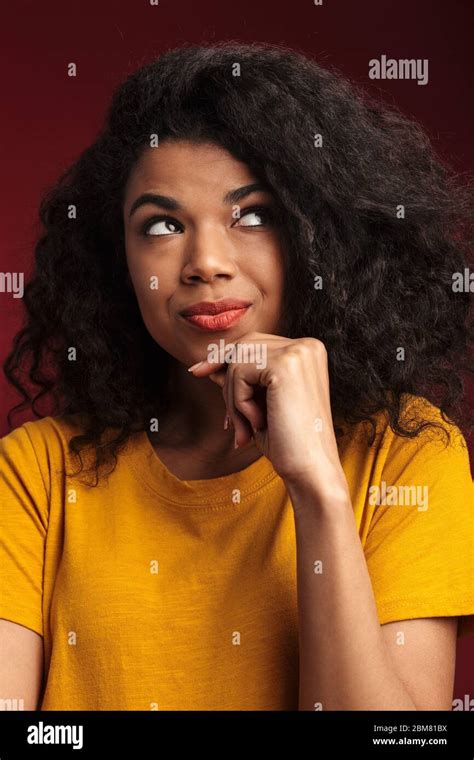 Image Of Beautiful Brunette African American Woman With Curly Hair