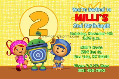 Team Umizoomi Invitations With Milly Geo And Bot