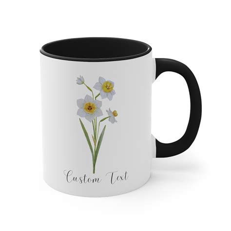 Personalized Birth Flower Mug December Flower Coffee Mug Narcisuss