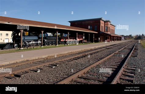 Train Tracks In Front Of The Depot Museum In The Former Duluth And Iron