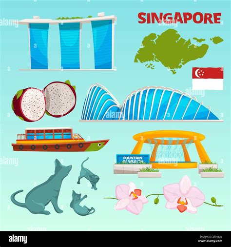 Set Different Landmarks Of Singapore Stock Vector Image And Art Alamy