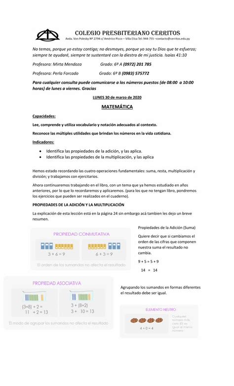 PDF MATEMÁTICA cerritos edu py Propiedades de la multiplicación