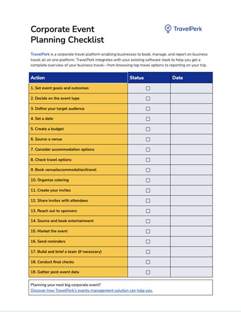 Printable Event Planning Checklist Template