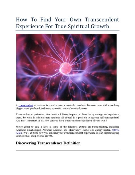 How To Find Your Own Transcendent Experience For True Spiritual Growth