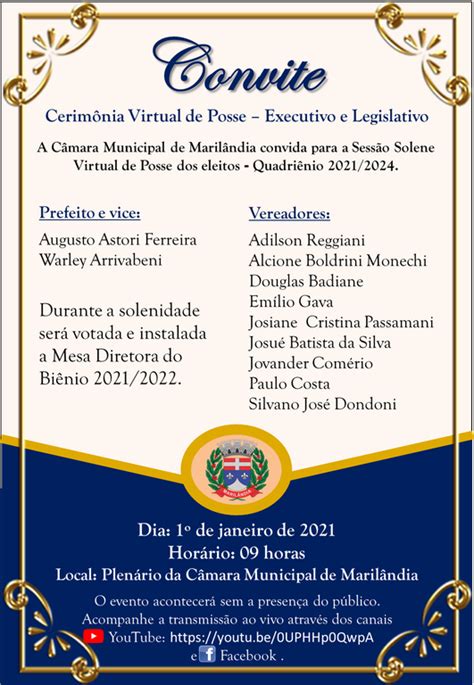 Convite virtual Câmara Municipal de Marilândia