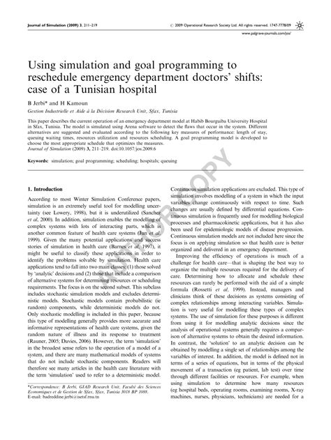 Pdf Using Simulation And Goal Programming To Reschedule Emergency