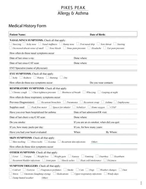 67 Medical History Forms Word Pdf Printable Templates Medical