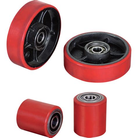 Pallet Jack Wheel Pack 2 X Poly Steering Wheels And 2 X Poly Load Rollers