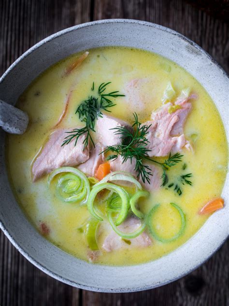 Creamy Salmon Soup Fiskesuppe Med Laks North Wild Kitchen