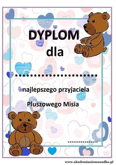 Dyplom Dla Najlepszego Przyjaciela Pluszowego Misia Baby Projects