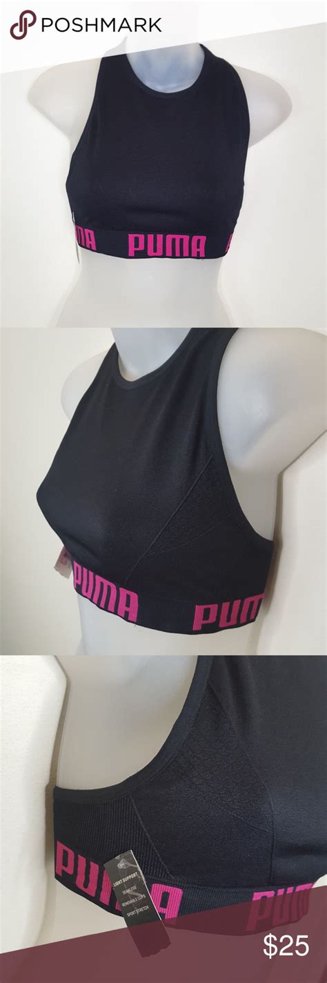 Puma Black Pink Sports Bra Nwot Sz M