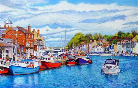 Weymouth Old Harbour In May Dorset Oil Painting Roger Turner