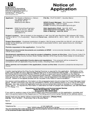 Fillable Online Notice Of Application Kingcounty Gov Fax Email Print