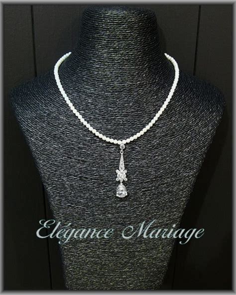 Collier De Mari E En Perles Avec Pendentif Strass L Gance Mariage