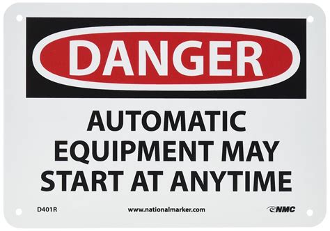 NMC D401R OSHA Sign Legend DANGER AUTOMATIC EQUIPMENT MAY START AT