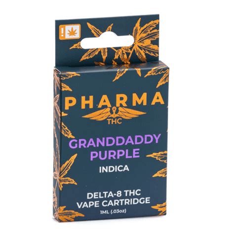 Shop PharmaCBD Granddaddy Purple Indica Delta 8 THC Vape Carts Online