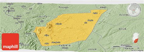 Savanna Style Panoramic Map Of Madi Okollo