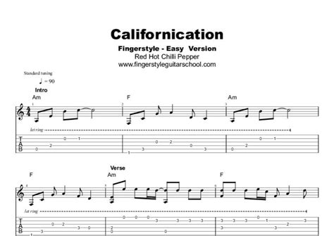 Californication Easy Fingerstyle For Beginners Tab Fingerstyle School