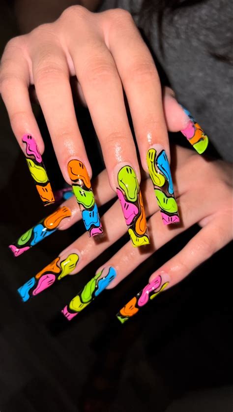 Rave Nails Goth Nails Grunge Nails Colourful Acrylic Nails Spring