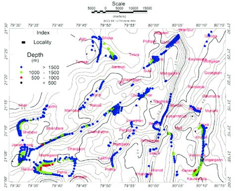 Euler D Depth Solutions Si Over Gravity Anomaly Contour Map