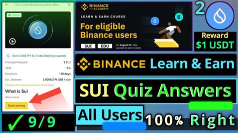 Binance SUI Quiz Answers Today Learn And Earn Free Crypto What Is