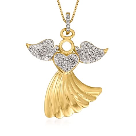 Ct T W Diamond Angel Pendant Necklace In Kt Gold Over Sterling