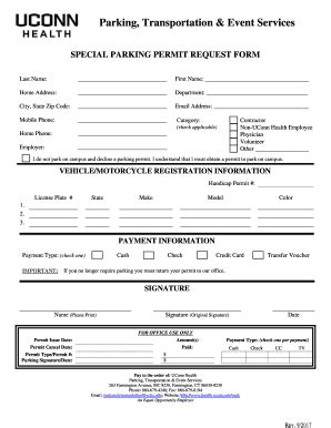 Fillable Online Special Parking Permit Request Form Fax Email Print