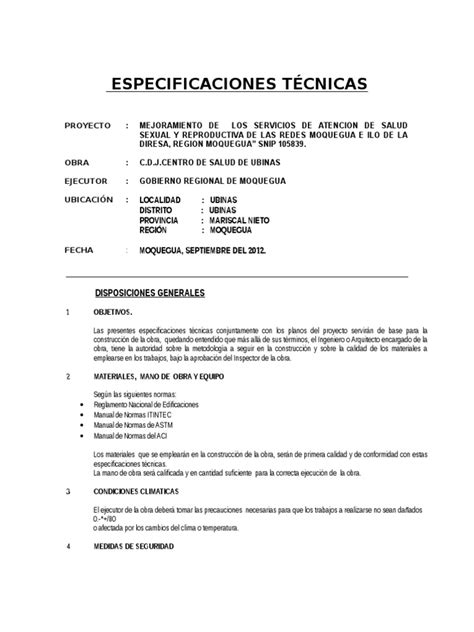 Pdf Especificaciones Tecnicas Ubinas Dokumen Tips