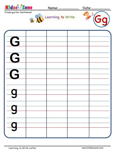 Activity Sheets For Kindergarten Letter G