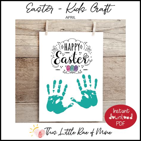 Happy Easter Handprint Art Keepsake Printable Footprint Art