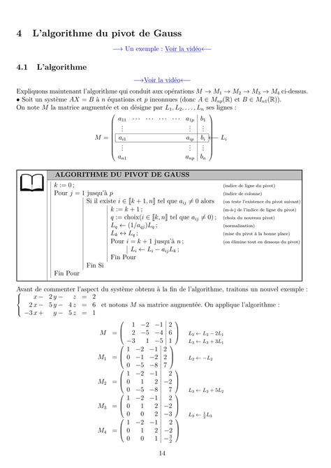 SOLUTION L Algorithme Du Pivot De Gauss Studypool