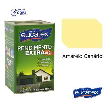 Tinta Latex Eucatex Rendimento Amarelo Canário 18L Tinta para Parede