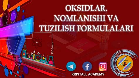 OKSIDLARNING NOMLANISHI VA TUZILISH FORMULALARINI YOZISH YouTube