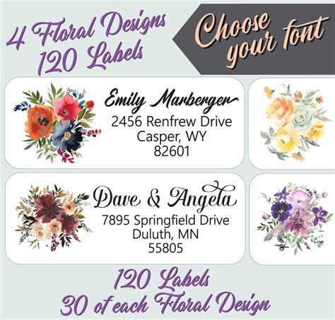 Flower Address Labels White Matte Floral Address Sticker Etsy