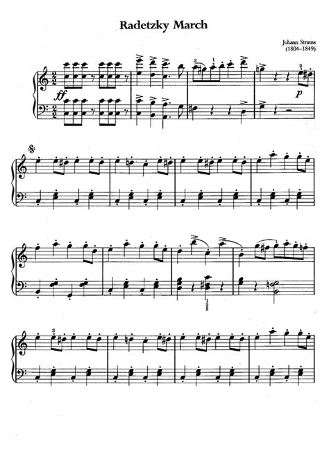 Strauss Radetzky March Easy Piano Sheet Music Easy Sheet Music