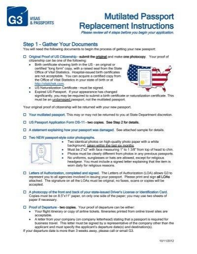 Mutilated Passport Replacement Instructions G3 Visas Passports