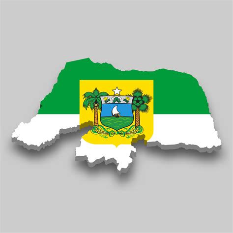 D Isometric Map Of Rio Grande Do Norte With Flag Vector Art