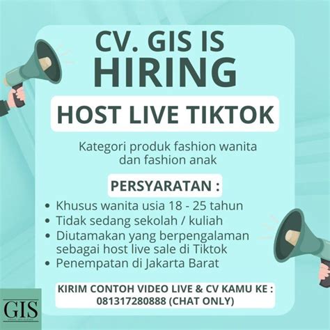 Lowongan Kerja Host Live Tiktok Di CV GIS JakartaKerja